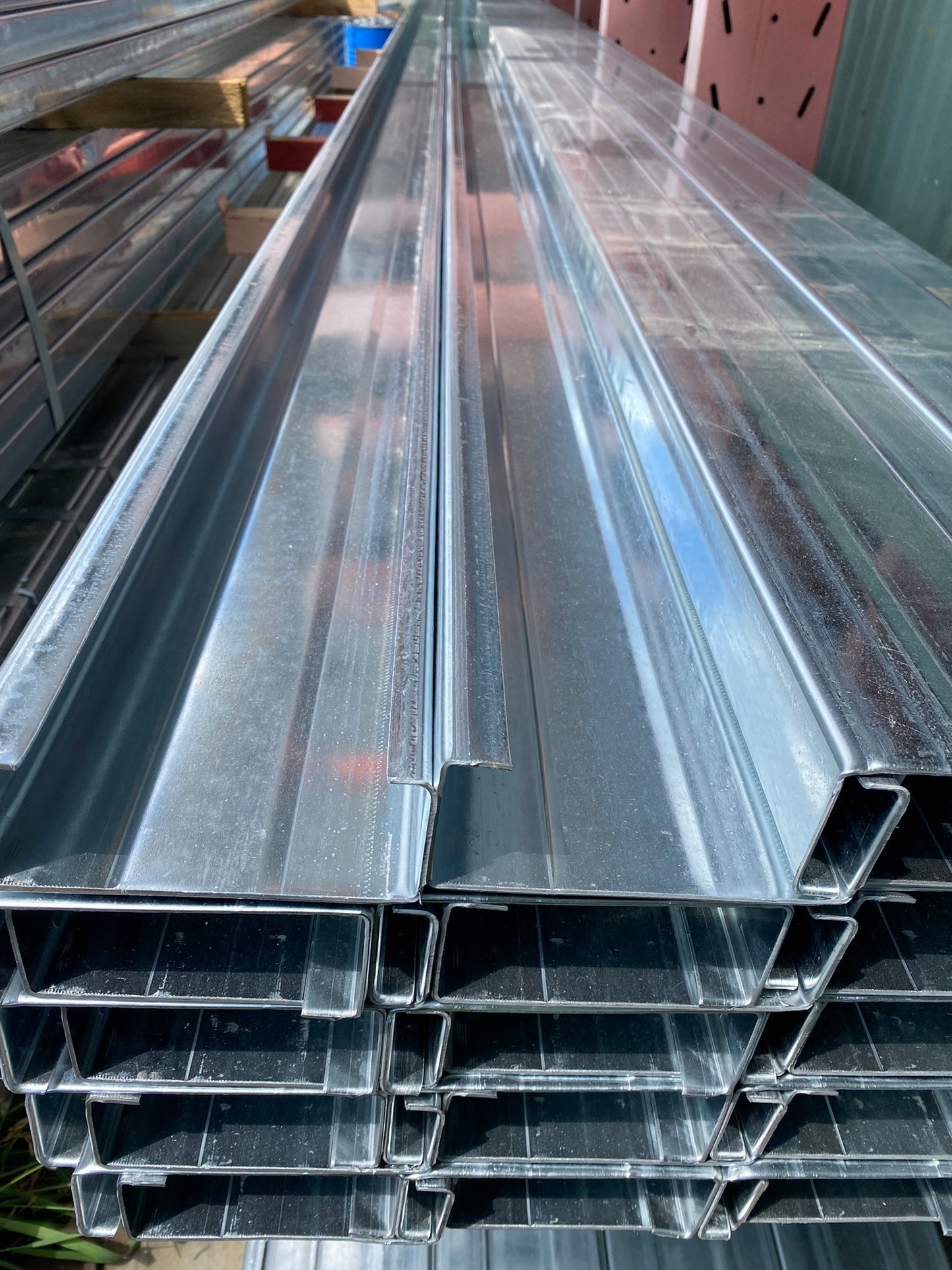 Galvanised C Purlins, Brackets, Top hats ( 6m and 8m length)